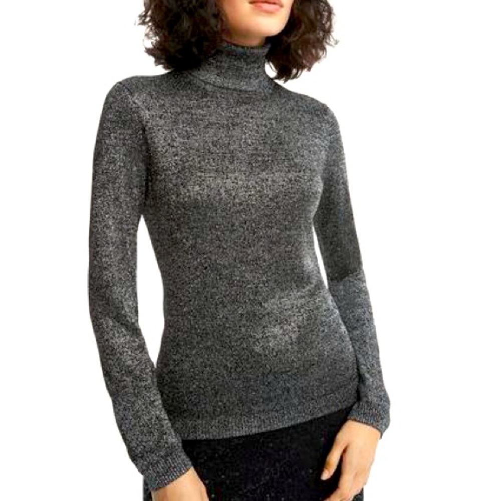 Brooks Brothers Black/Silver Sparkle Turtleneck Sweater NWT Sz Medium